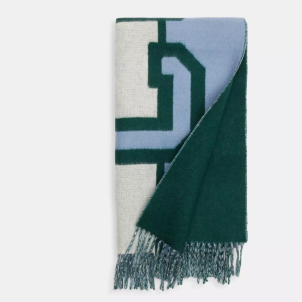 Authentic Reversible Colorblock Varsity Print Oversized Muffler - Picture 3 of 4